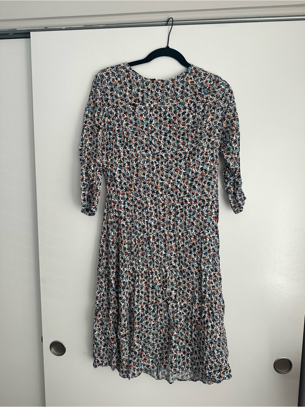 Loft Floral Midi Dress in Multi-Color